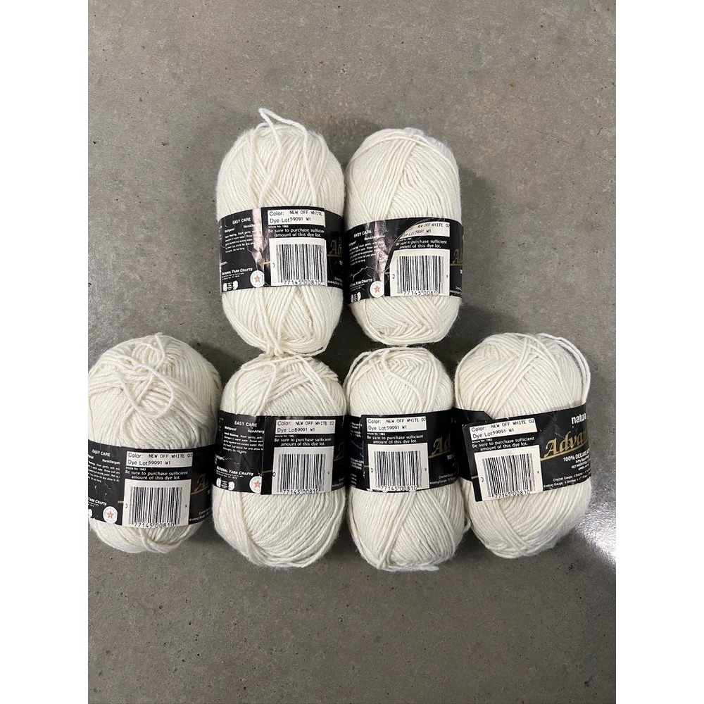 Lot of 6 Natura Advantage Yarn New Off White Acrylic Sport